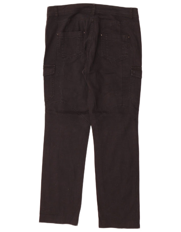 Naf Naf Womens Straight Cargo Trousers EU 42 Large W34 L30 Black Cotton