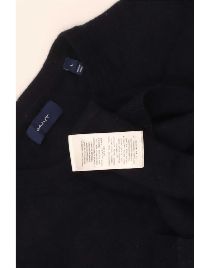 Gant Womens Crew Neck Jumper Sweater UK 14 Large Navy Blue Wool
