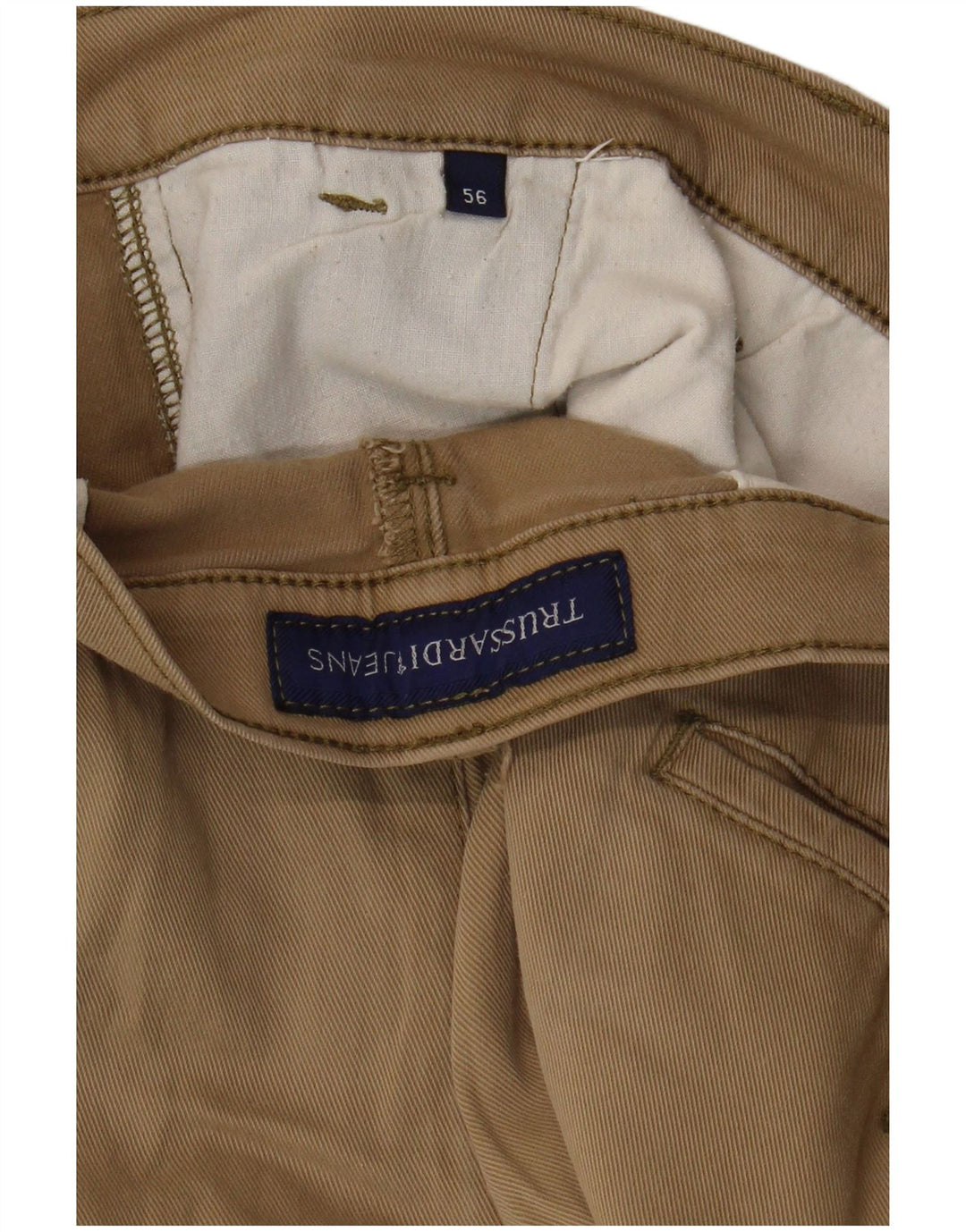 Trussardi Mens Straight Chino Trousers W36 L30 Beige