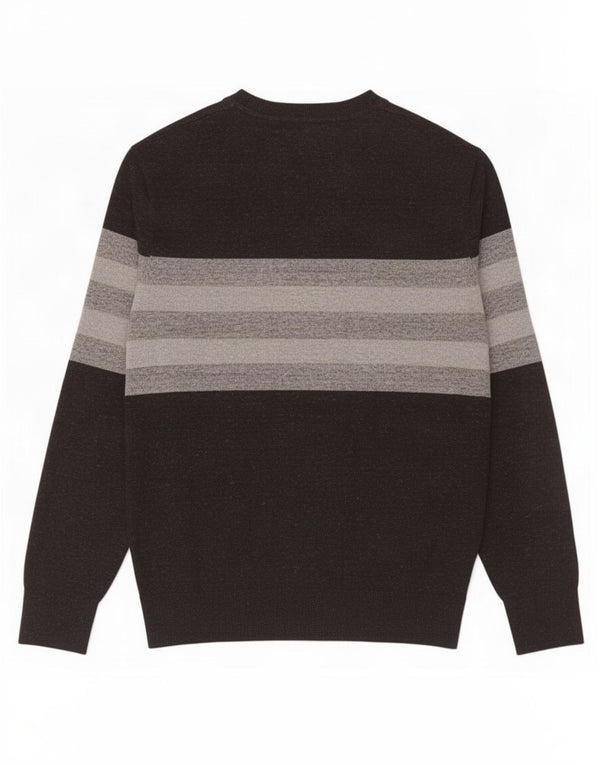 Gap Mens Crew Neck Jumper Sweater Small Black Striped Cotton