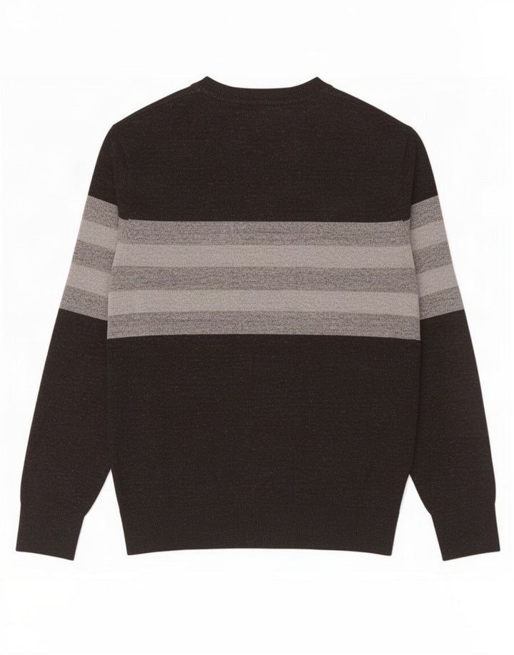 Gap Mens Crew Neck Jumper Sweater Small Black Striped Cotton