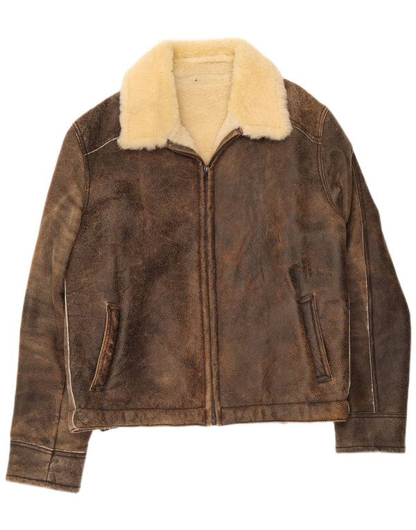 Pascucci Mens Shearling Jacket IT 54 2XL Brown