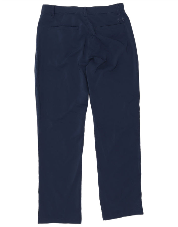 UNDER ARMOUR Mens Straight Casual Trousers W34 L32 Navy Blue Polyester