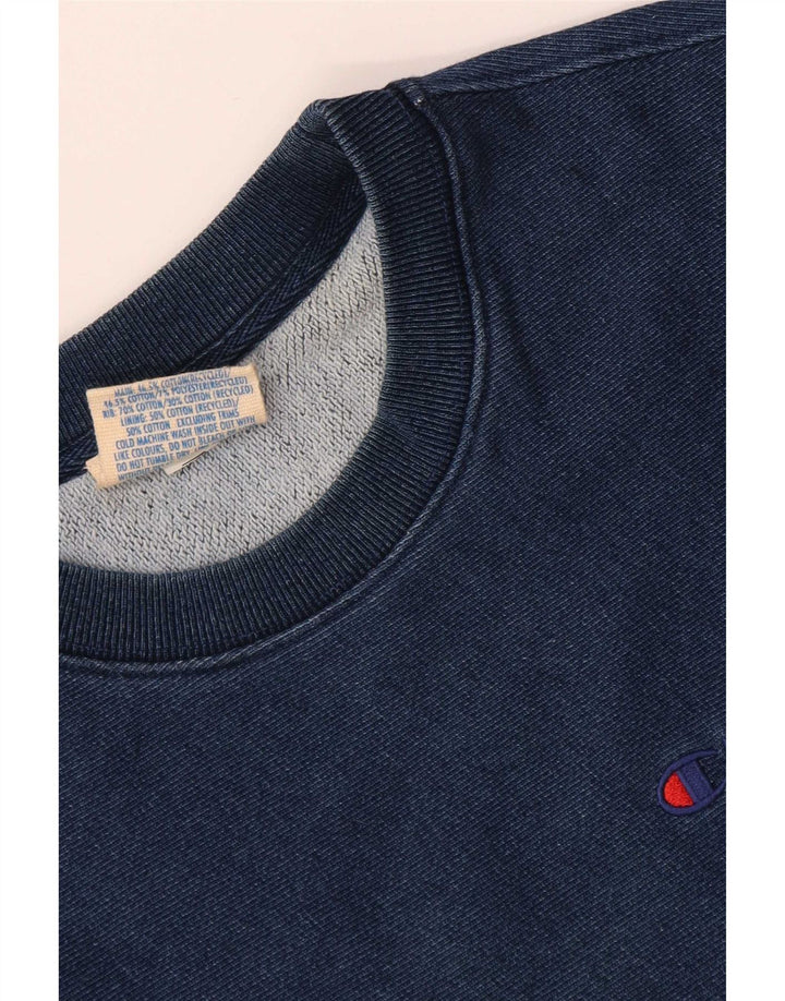 Champion Womens Crop Oversized Sweatshirt Jumper UK 14 Medium Navy Blue