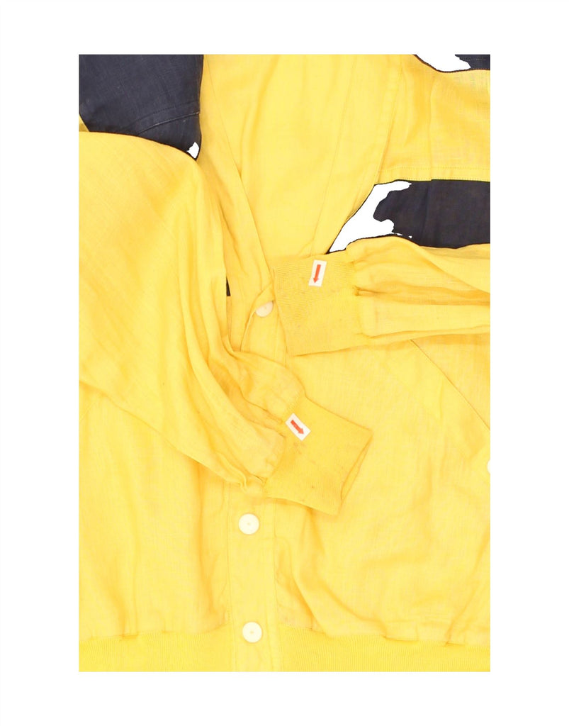 PANCALDI & B Mens Bomber Jacket UK 40 Large Yellow Colourblock Linen | Vintage Pancaldi & B | Thrift | Second-Hand Pancaldi & B | Used Clothing | Messina Hembry 