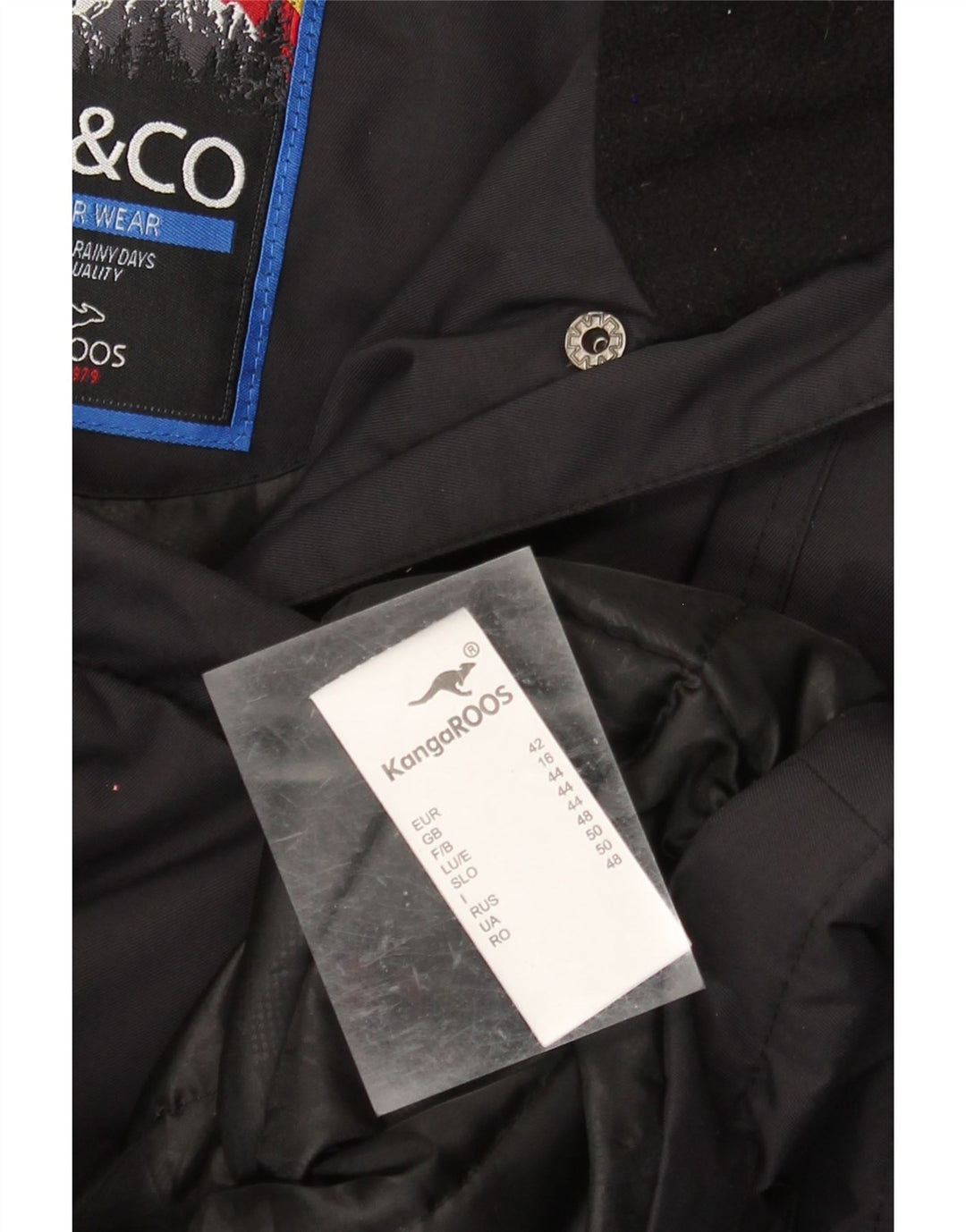 Kangaroos Womens Hooded Windbreaker Coat UK 16 Large Black