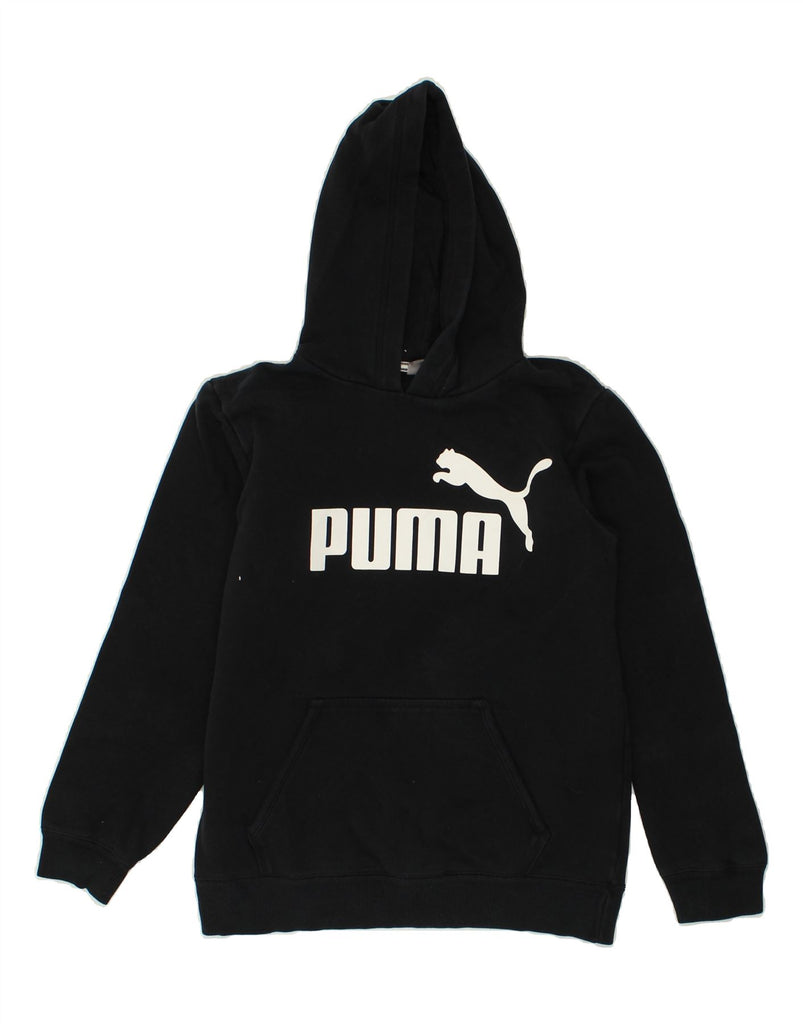 PUMA Boys Graphic Hoodie Jumper 13-14 Years Black Cotton | Vintage Puma | Thrift | Second-Hand Puma | Used Clothing | Messina Hembry 