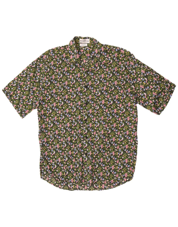 Daniel Dodd Mens Short Sleeve Shirt Large Green Floral