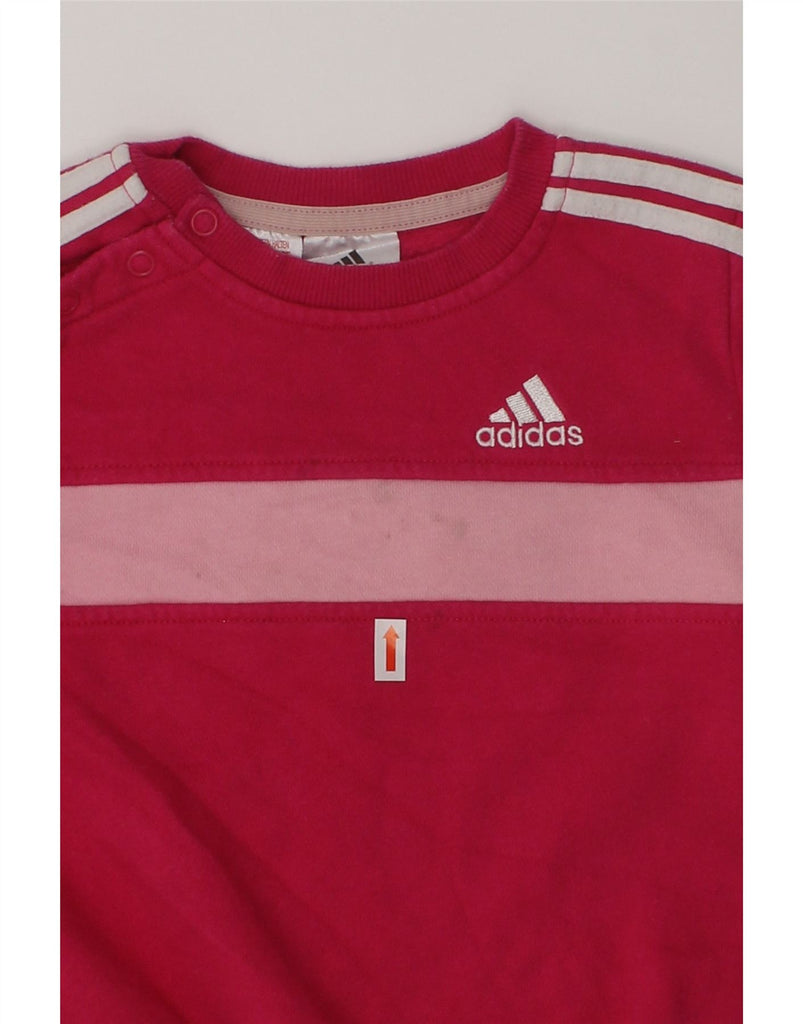 ADIDAS Baby Girls Graphic Sweatshirt Jumper 12-18 Months Pink Colourblock | Vintage Adidas | Thrift | Second-Hand Adidas | Used Clothing | Messina Hembry 