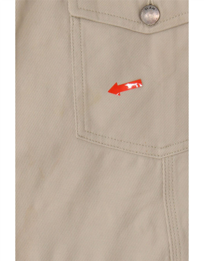 SLAM Womens Straight Cropped Trousers IT 48 XL W36 L23 Off White Cotton Vintage Slam and Second-Hand Slam from Messina Hembry 