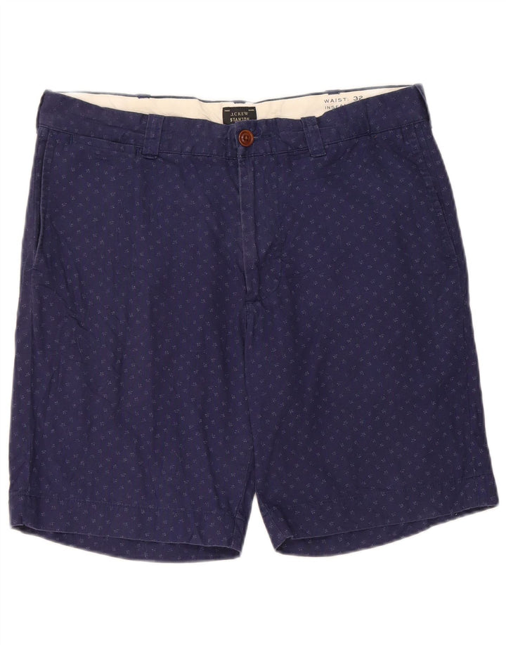 J. CREW Mens Stanton Chino Shorts W32 Medium  Navy Blue Spotted Cotton