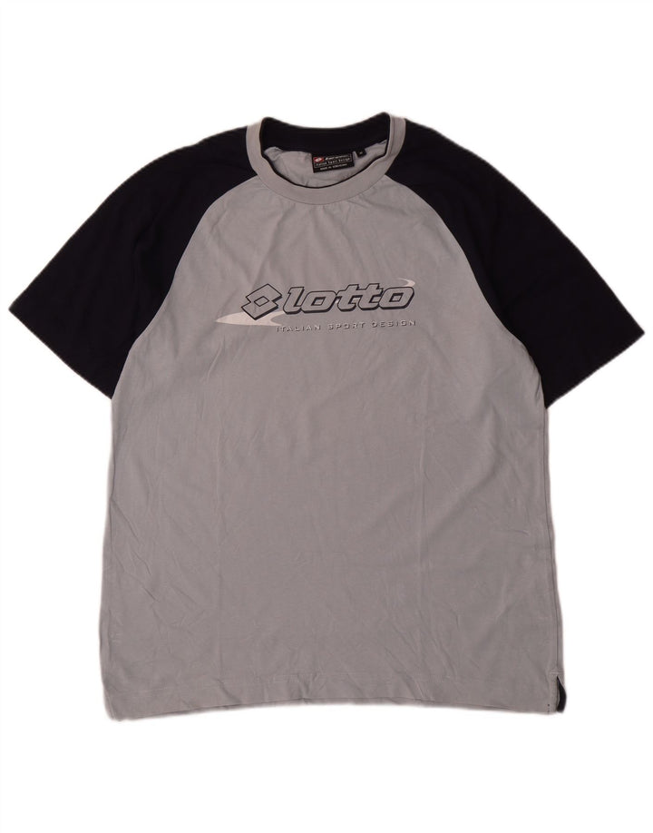 Lotto Mens Graphic T-Shirt Top Medium Grey Colourblock Cotton