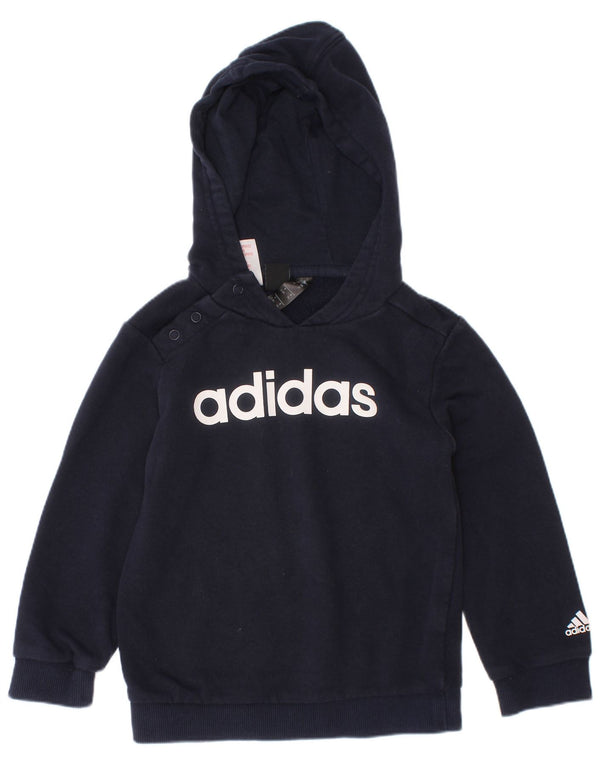 Adidas Boys Graphic Hoodie Jumper 2-3 Years Navy Blue Cotton