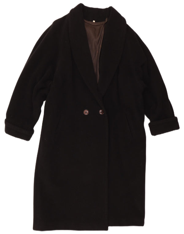 Vintage Womens Double Breasted Coat IT 48 XL Black