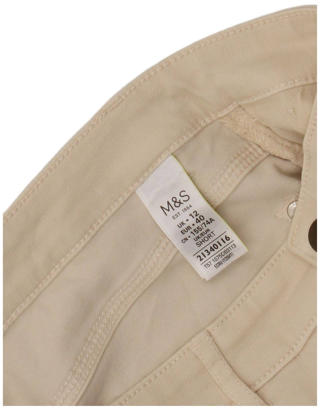 Marks & Spencer Womens Straight Jeans UK 12 Medium W30 L26 Beige Cotton