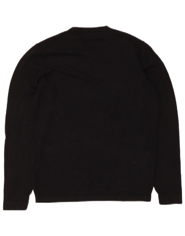 Zara Mens V-Neck Jumper Sweater Small Black Viscose