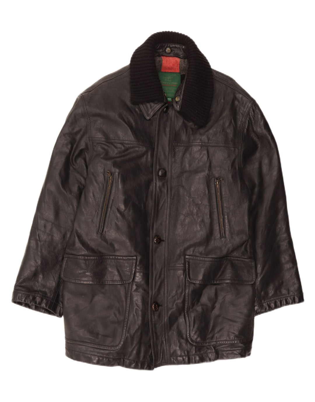 HENRY COTTONS Mens Leather Coat IT 54 2XL Black