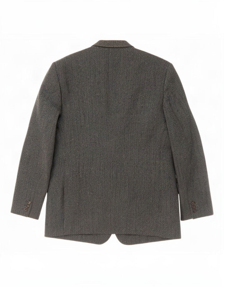 Harris Tweed Mens 2 Button Blazer Jacket IT 54 2XL Green Herringbone
