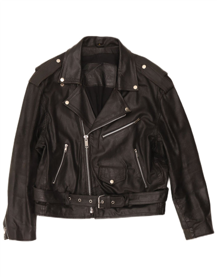 Vintage Womens Leather Biker Jacket UK 16 Large Black