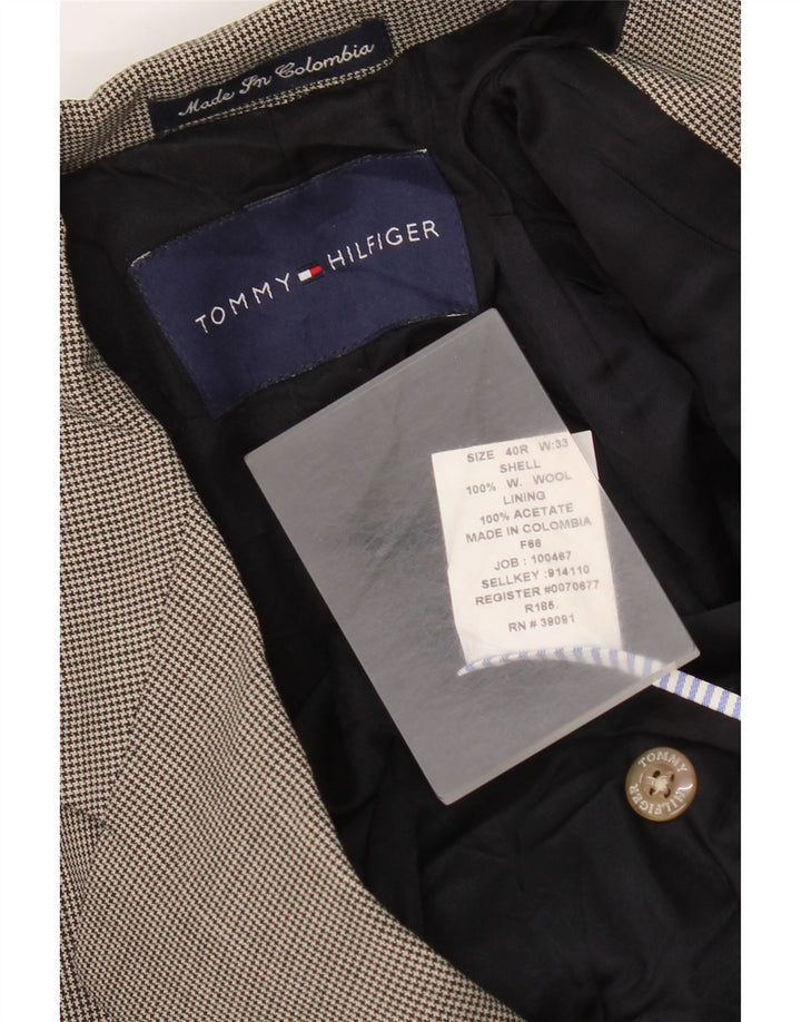 Tommy Hilfiger Mens 3 Button Blazer Jacket UK 40 Large Grey Houndstooth
