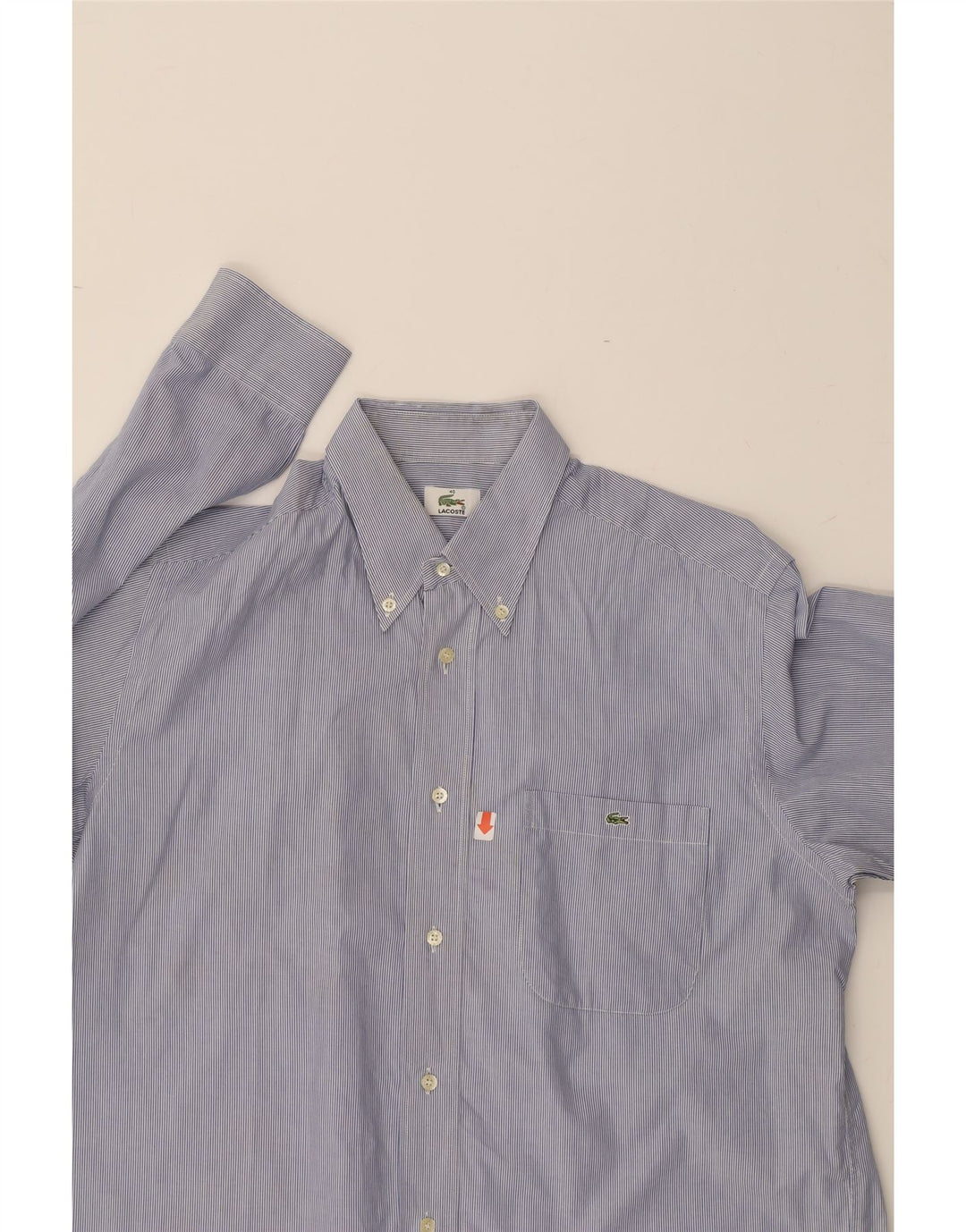 LACOSTE Mens Shirt Size 40 Medium Blue Pinstripe Vintage Lacoste and Second-Hand Lacoste from Messina Hembry 