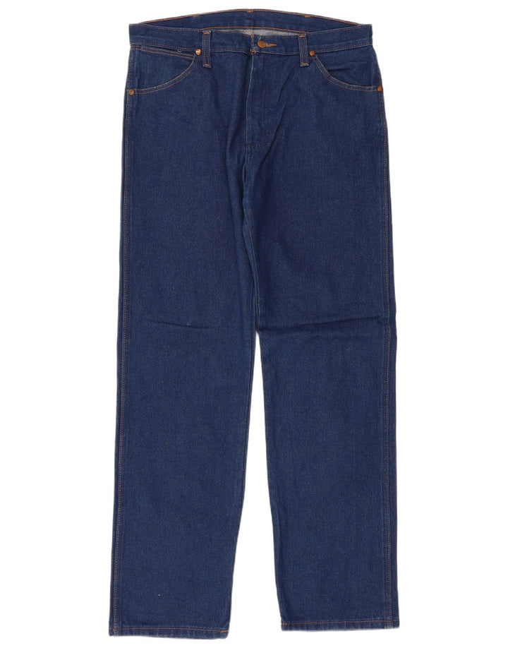 Wrangler Mens Regular Straight Jeans W33 L32 Blue Cotton