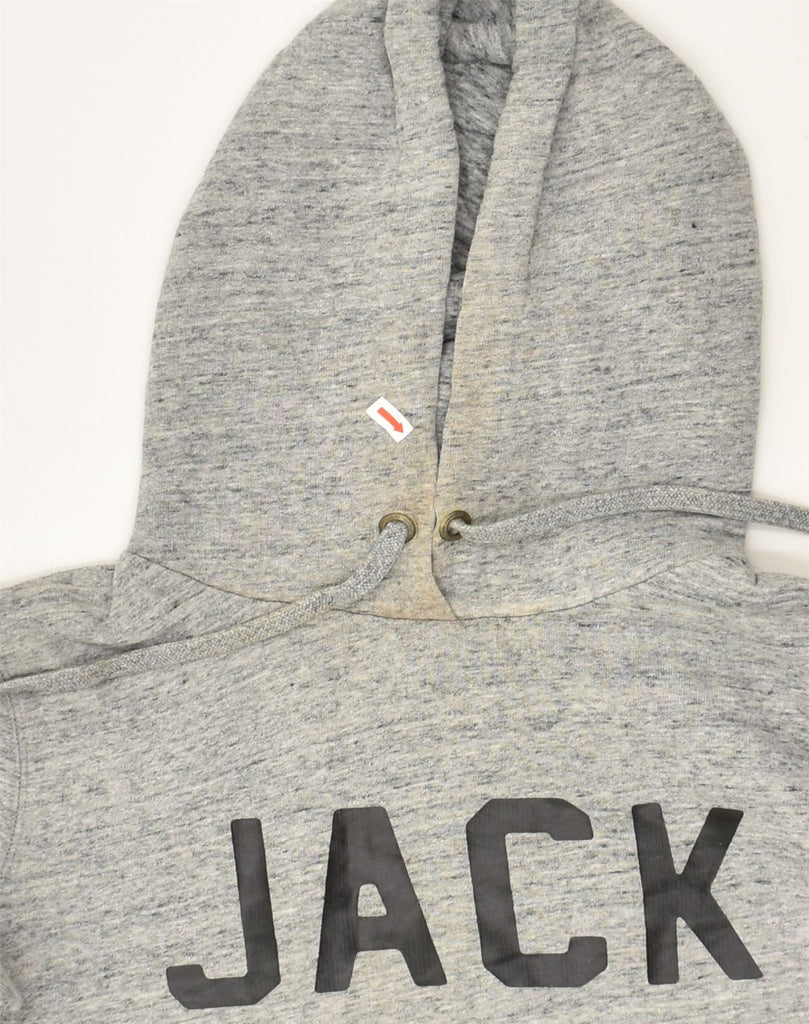 JACK WILLS Womens Graphic Hoodie Jumper UK 8 Small  Grey Cotton | Vintage Jack Wills | Thrift | Second-Hand Jack Wills | Used Clothing | Messina Hembry 