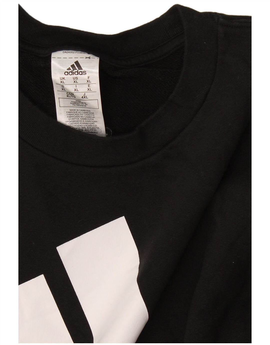 Adidas Mens Graphic Sweatshirt Jumper XL Black Cotton
