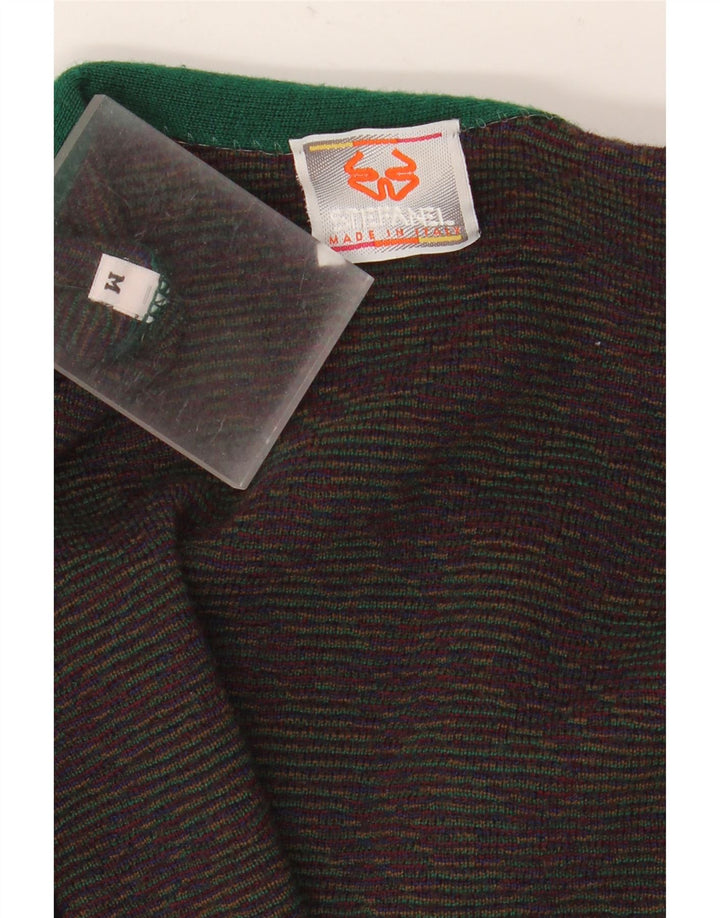 Stefanel Mens Cardigan Sweater Medium Navy Blue Fair Isle