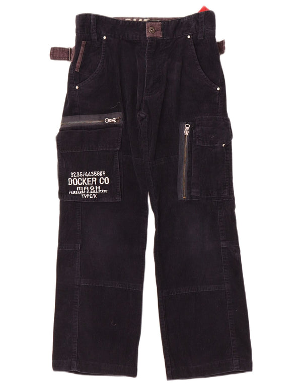 Dockers Boys Loose Fit Cargo Corduroy Trousers 8-9 Years W26 L19 Navy Blue