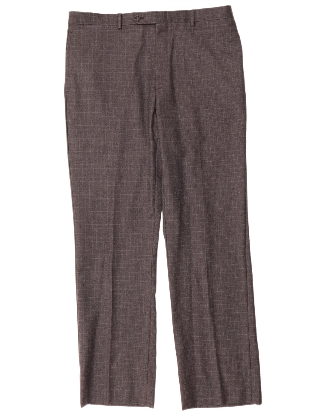 Tommy Hilfiger Mens Straight Suit Trousers W34 L33 Grey Check Wool
