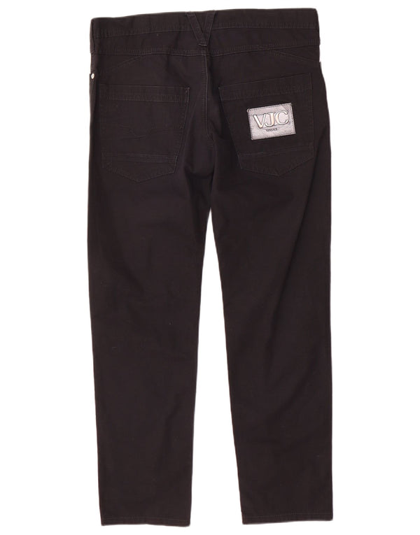 Versace Mens Straight Casual Trousers W32 L27 Black Cotton