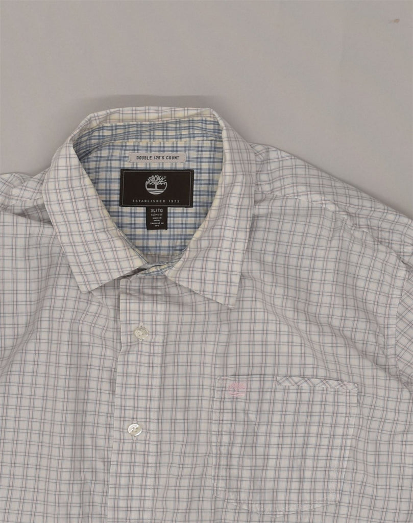 TIMBERLAND Mens Slim Fit Shirt XL Off White Check Cotton | Vintage Timberland | Thrift | Second-Hand Timberland | Used Clothing | Messina Hembry 