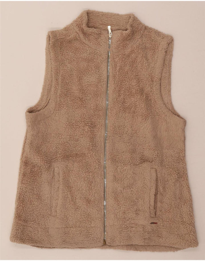 Calvin Klein Womens Fleece Gilet UK 16 Large Beige Polyester