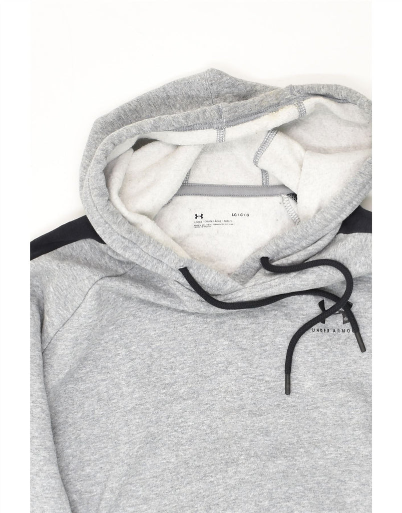 UNDER ARMOUR Mens Hoodie Jumper Large Grey Colourblock | Vintage Under Armour | Thrift | Second-Hand Under Armour | Used Clothing | Messina Hembry 