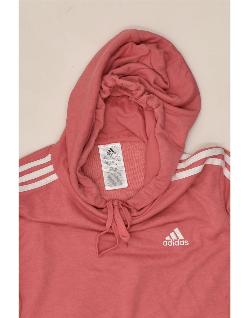 ADIDAS Womens Crop Hoodie Jumper UK 4/6 XS Pink Cotton | Vintage Adidas | Thrift | Second-Hand Adidas | Used Clothing | Messina Hembry 