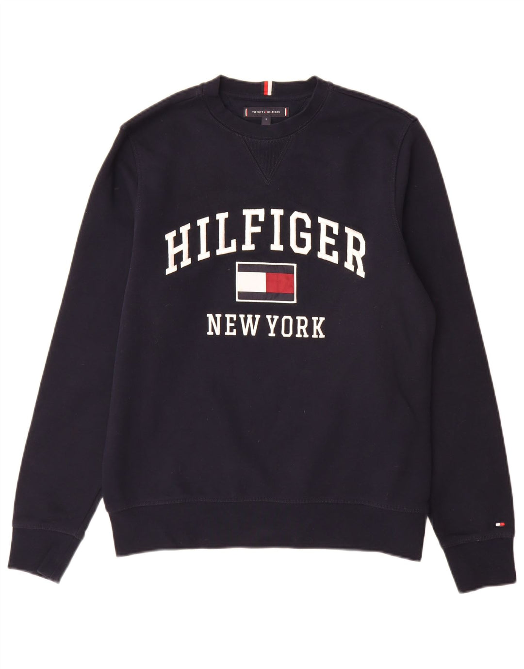Tommy Hilfiger Mens Graphic Sweatshirt Jumper Small Navy Blue Cotton
