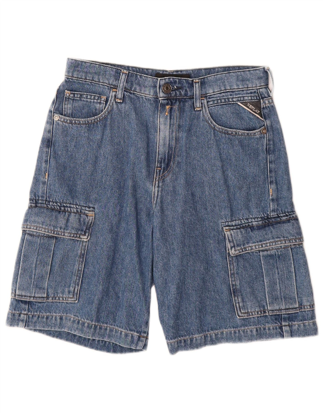 REPLAY Boys Cargo Denim Shorts 11-12 Years W26  Blue Cotton