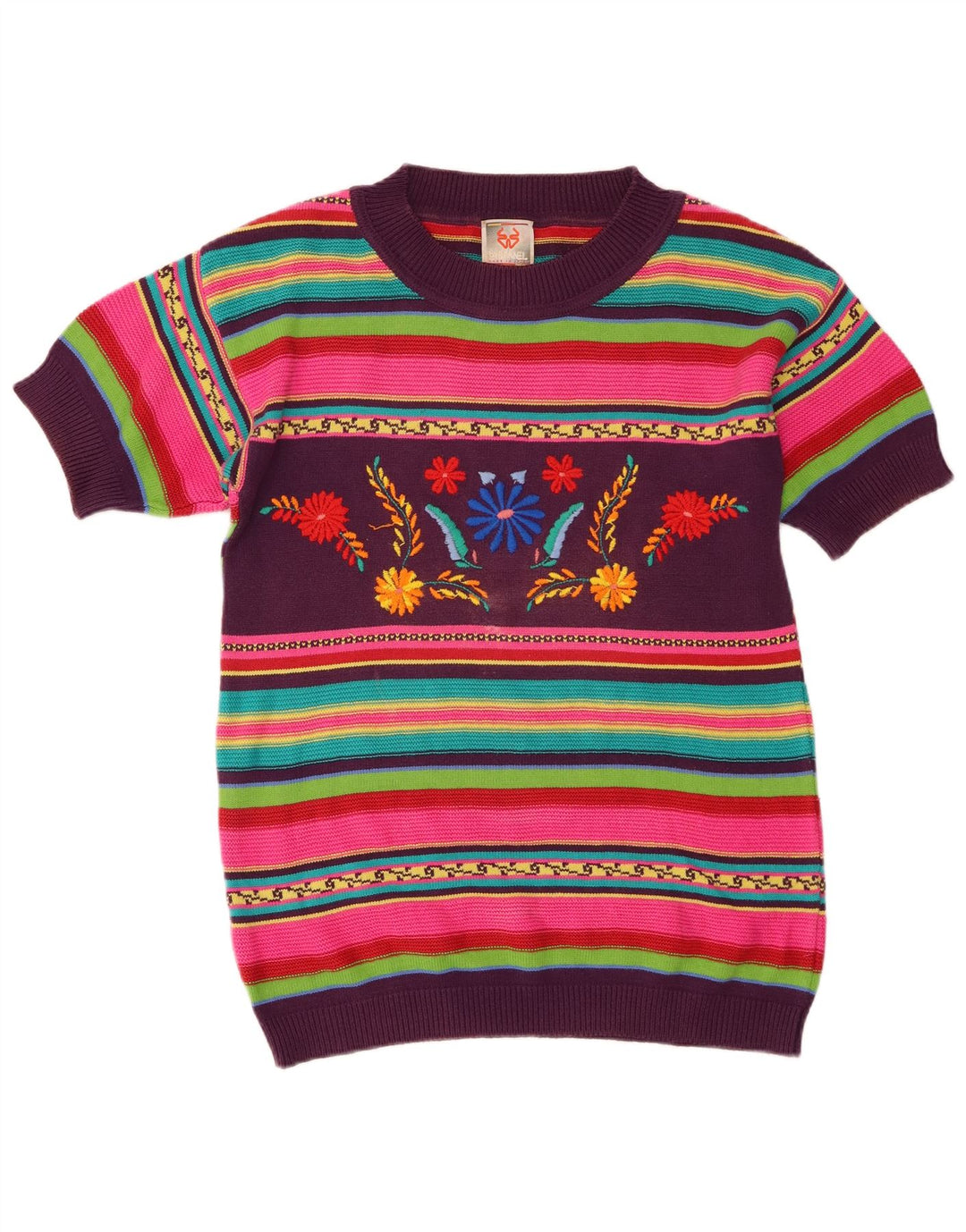 Stefanel Womens Boat Neck Jumper Sweater UK 10 Small Multicoloured Striped