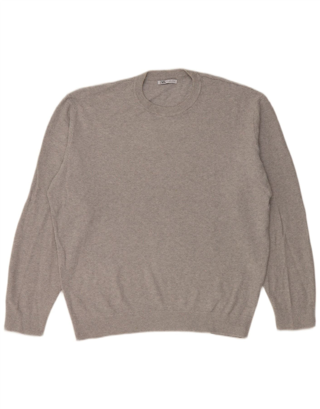 Zara Mens Crew Neck Jumper Sweater Large Grey