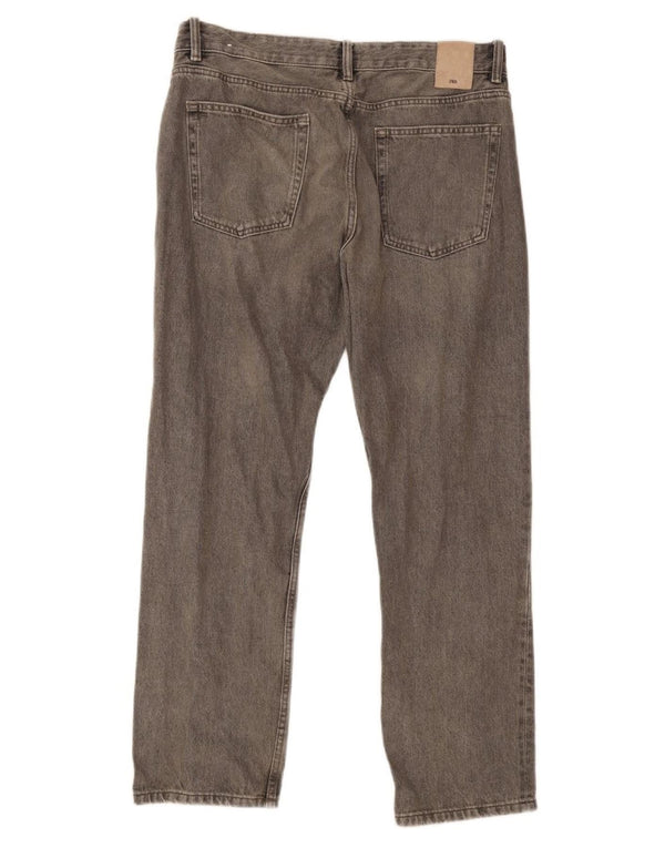 Zara Mens Straight Jeans EU 46 XL W36 L30 Grey Cotton
