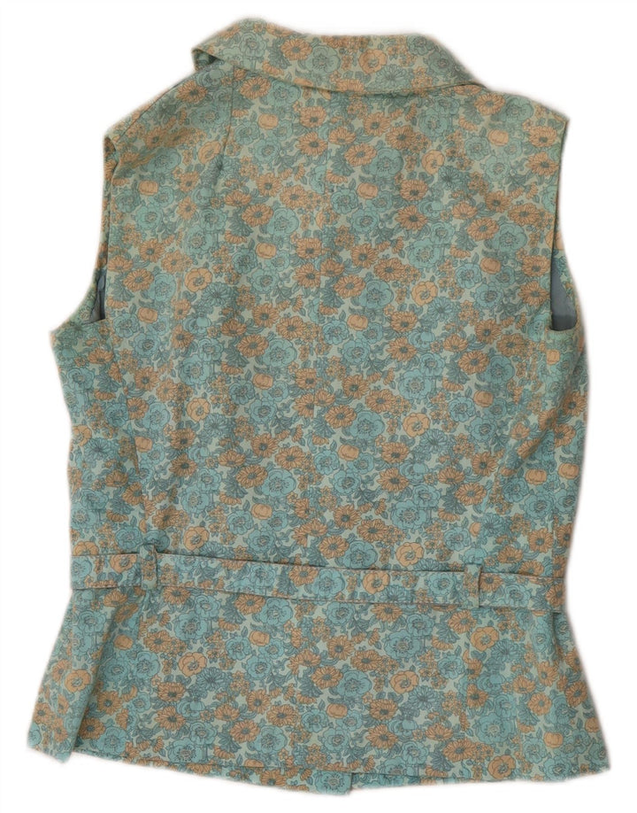 Vintage Womens Waistcoat UK 12 Medium Green Floral