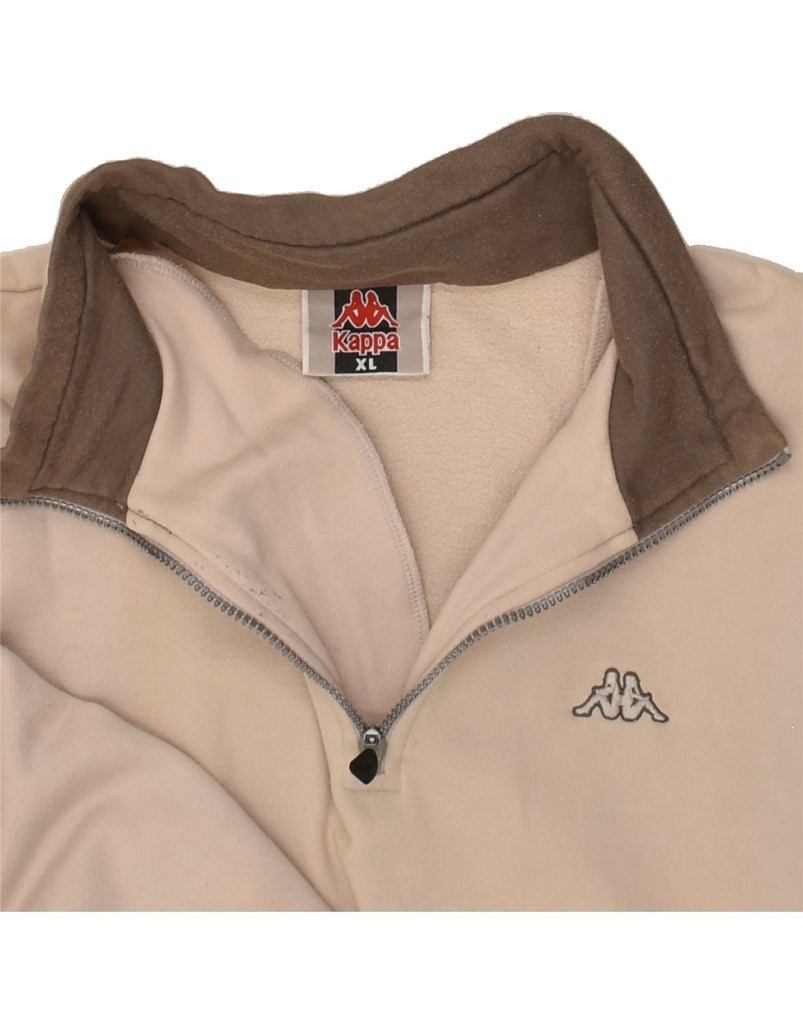 KAPPA Mens Zip Neck Sweatshirt Jumper XL Beige Cotton | Vintage Kappa | Thrift | Second-Hand Kappa | Used Clothing | Messina Hembry 