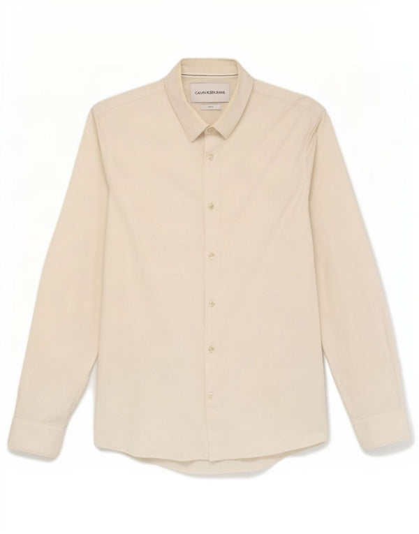 Calvin Klein Jeans Mens Slim Fit Shirt Large White Cotton