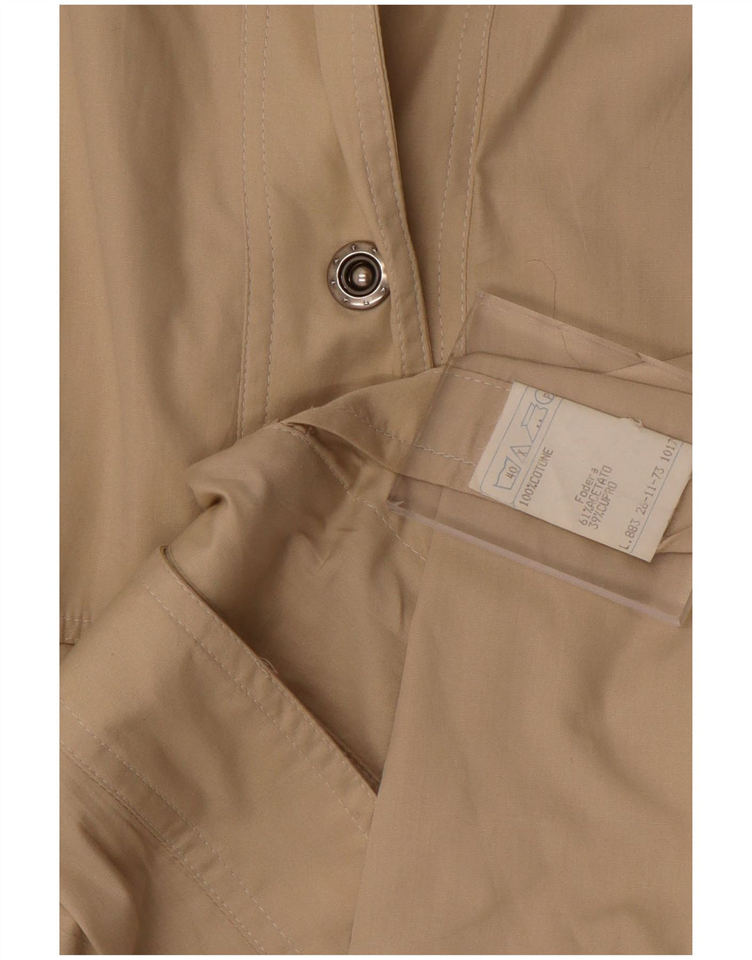 Vintage Womens Trench Coat IT 46 Large Beige Cotton