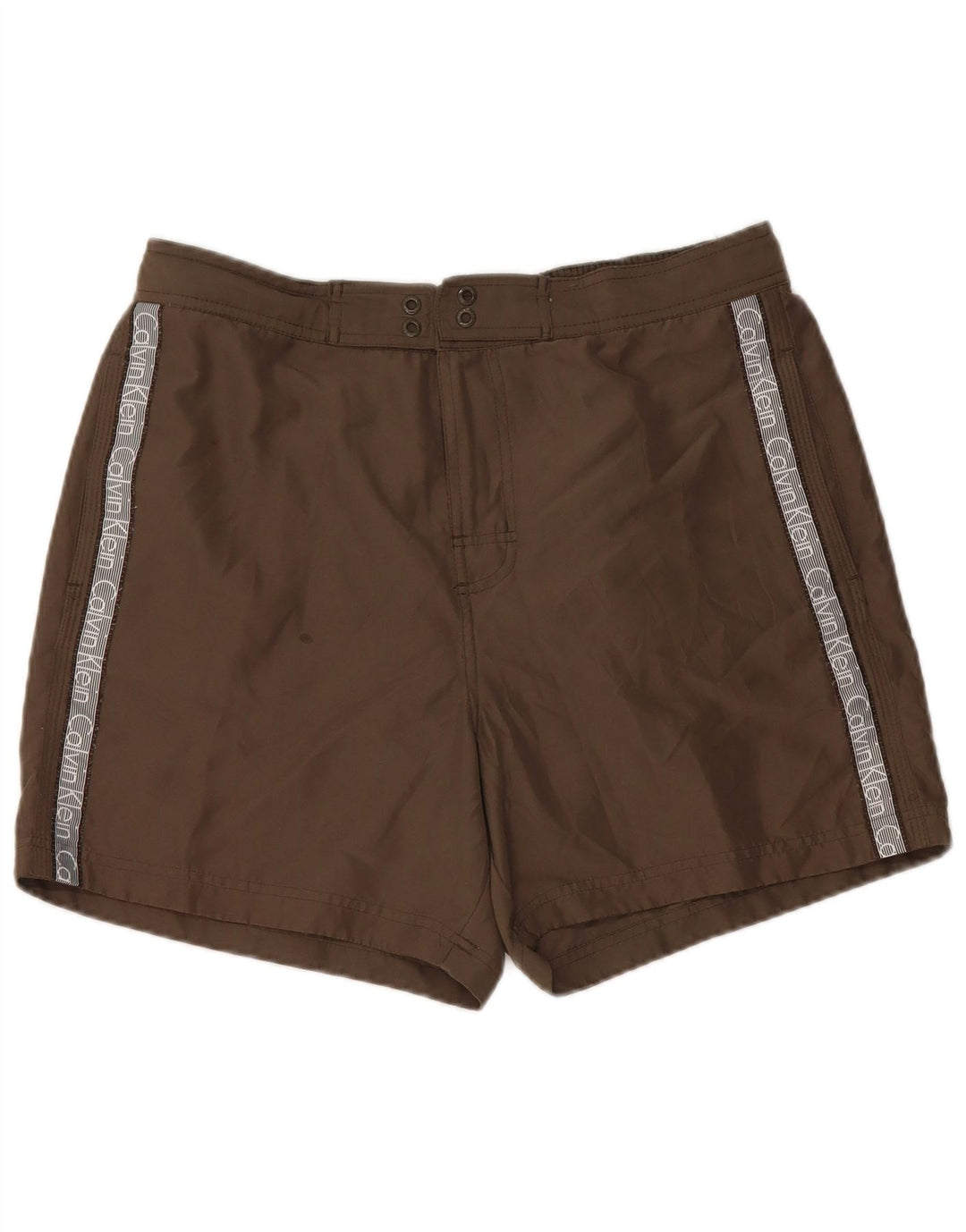CALVIN KLEIN Mens Graphic Swimming Shorts Large  Khaki Polyester