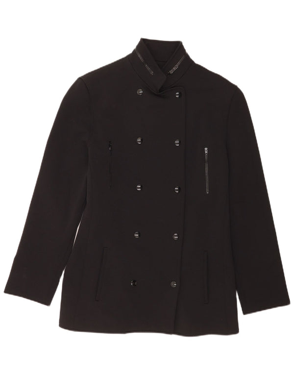 Genny Womens Double Breasted Coat IT 42 Medium Black Polyamide