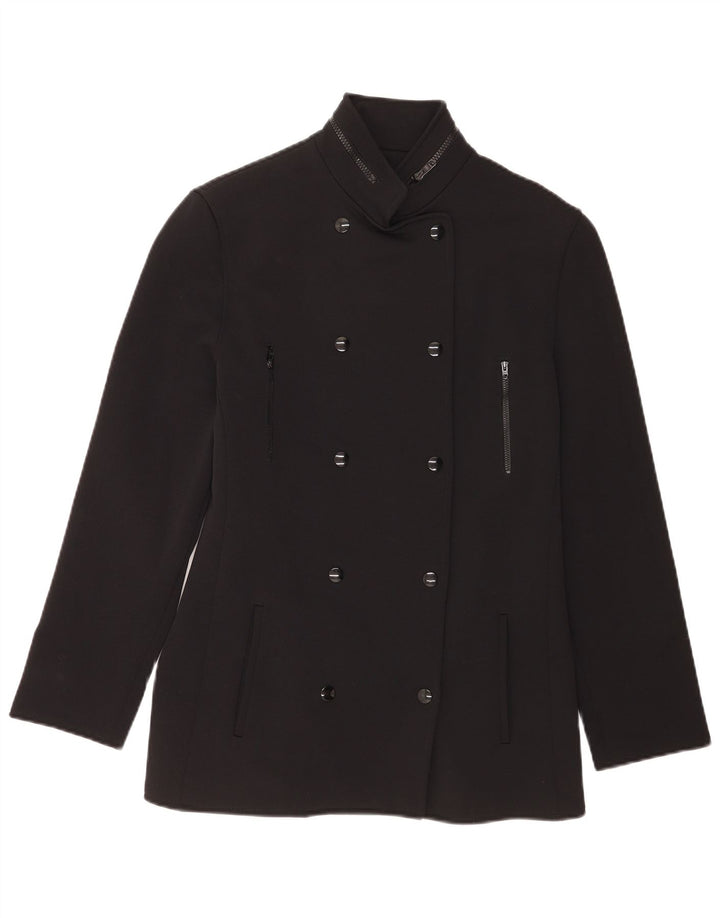 Genny Womens Double Breasted Coat IT 42 Medium Black Polyamide