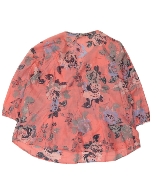 Marks & Spencer Womens Indigo 3/4 Sleeve Blouse Top UK 24 4XL Pink Floral