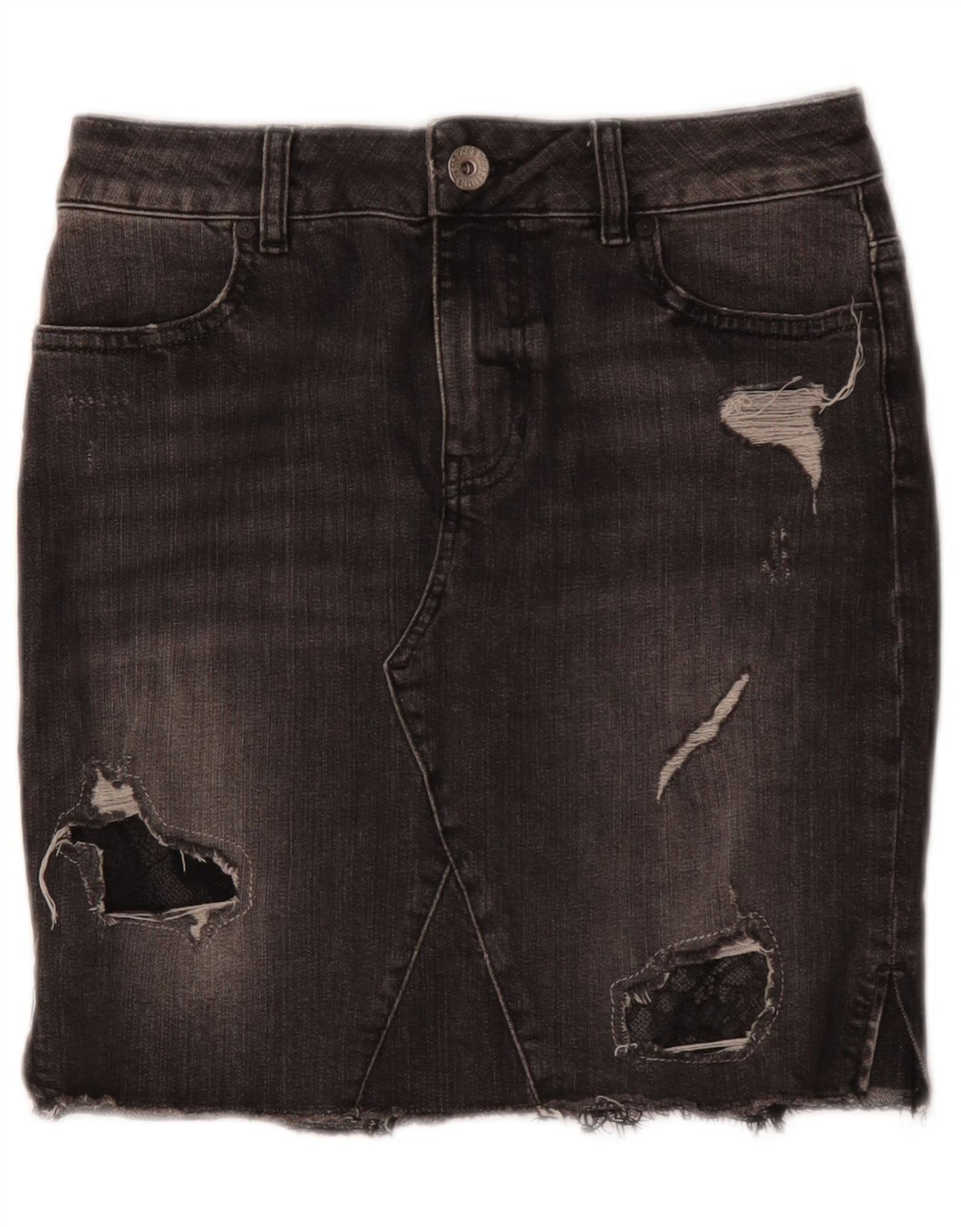 Guess Womens Distressed Denim Skirt W27 Small Grey Cotton